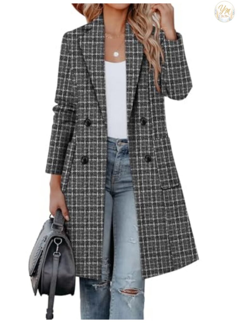 Wool Blend Double Breasted Peacoat Long Winter Coat